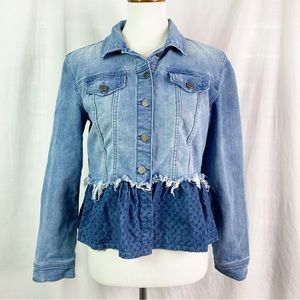 Knox Rose Lace Peplum Corset Back Jean Jacket Sm